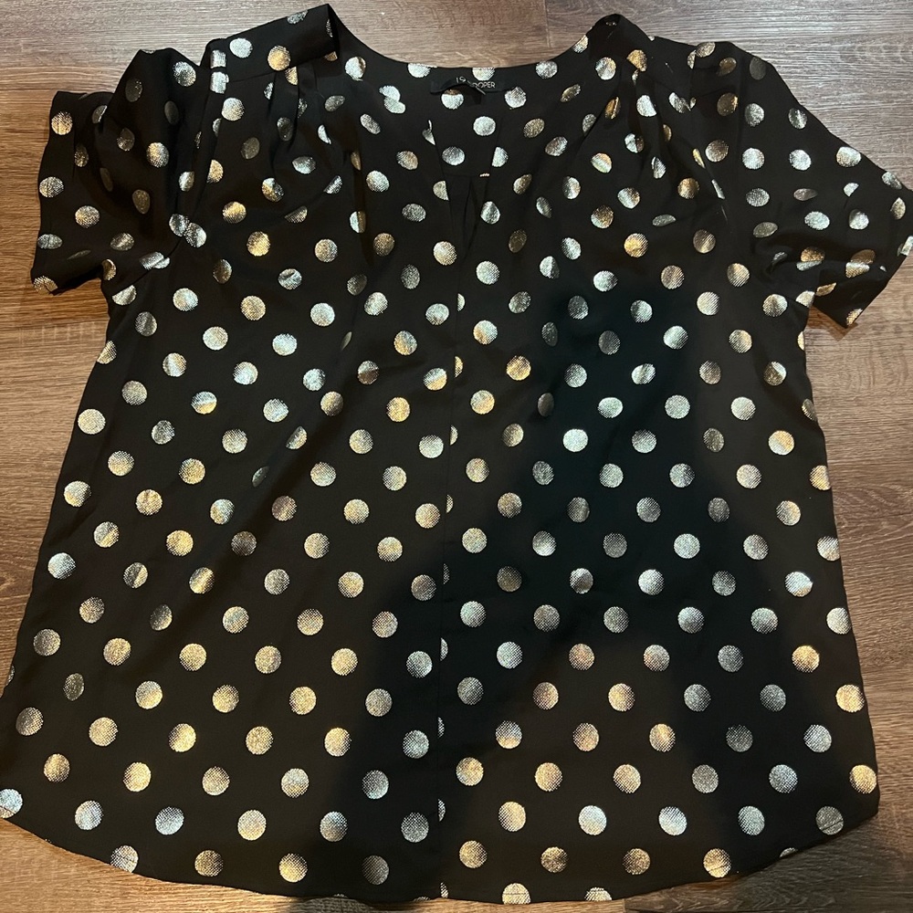 Black &‎ Gold polkadot 19 Cooper Blouse